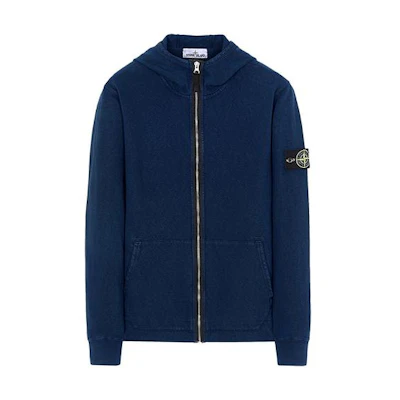 STONE ISLAND Solid Color Hooded Jacket Blue 701564160-V0028