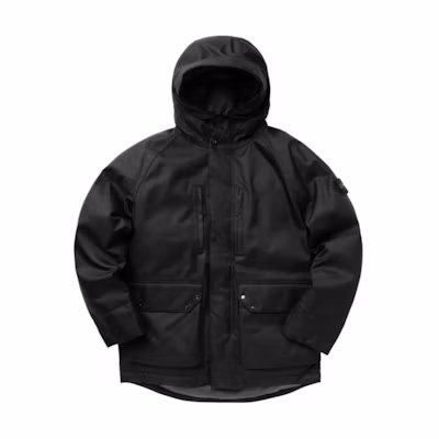 STONE ISLAND Solid Color Hooded Zip-Up Jacket Black 811544736-V0029