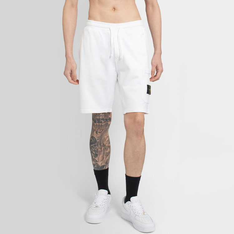 Stone Island  Solid Color Logo Patch Drawstring Casual Shorts 741564651-V0001 圖 4