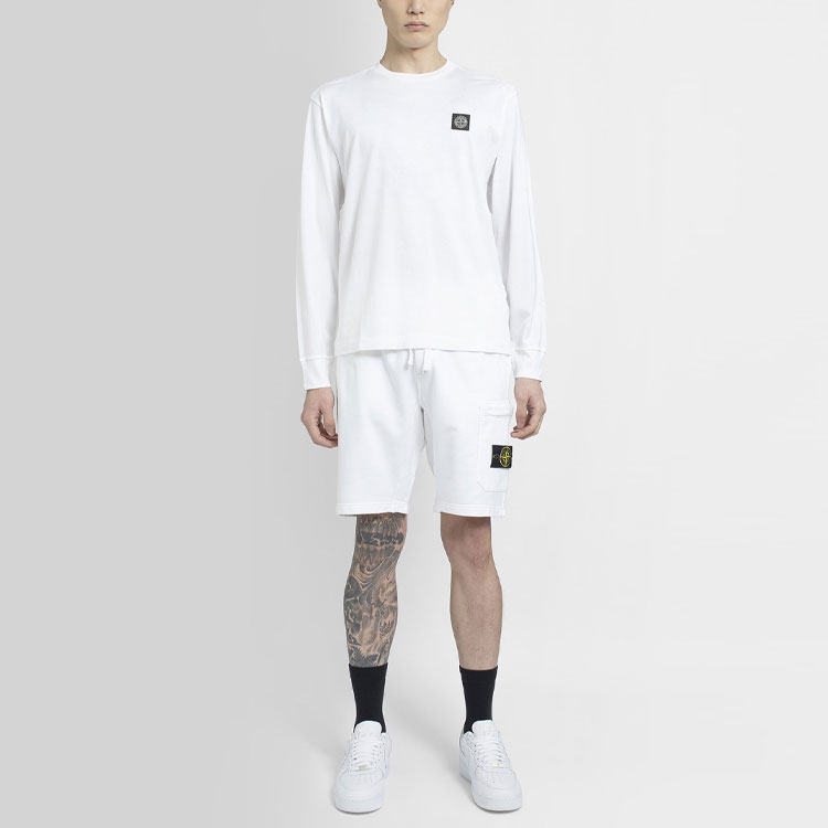 Stone Island  Solid Color Logo Patch Drawstring Casual Shorts 741564651-V0001 圖 7