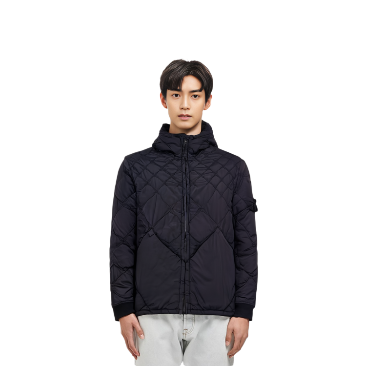 STONE ISLAND  Solid Color Logo Patch Quilted Hooded Jacket 781541831-V0029 圖 4