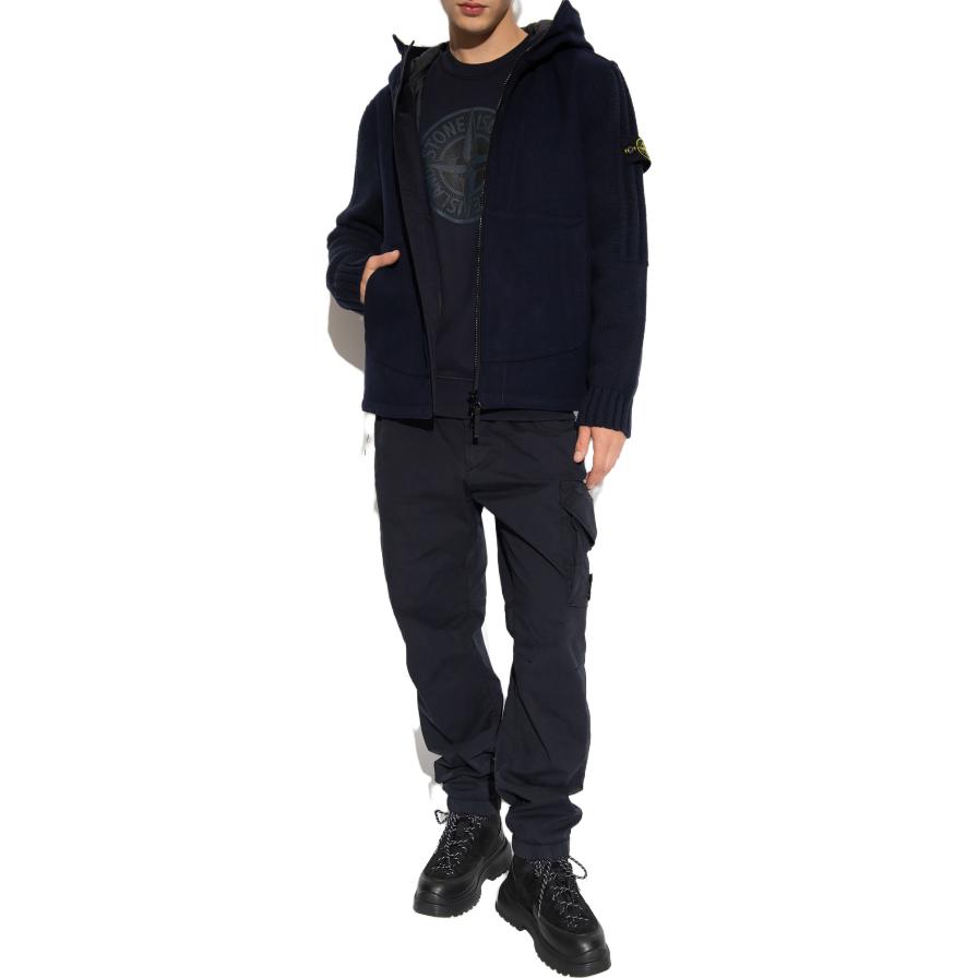 STONE ISLAND  Solid Color Logo Print Zip-Up Hoodie Jacket 791543930-V0028 圖 3