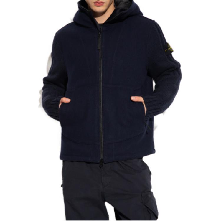 STONE ISLAND  Solid Color Logo Print Zip-Up Hoodie Jacket 791543930-V0028 圖 4