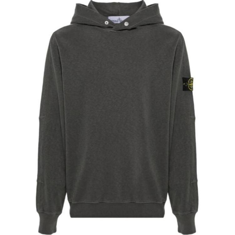 Stone Island  Solid Color Logo Pullover Hoodie - Charcoal Gray 801565860-V0165