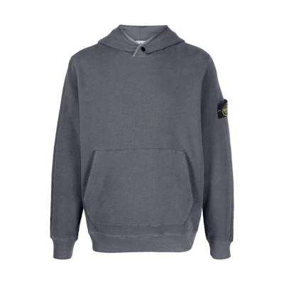 STONE ISLAND Solid Color Pullover Hoodie with Drawstring Grey. 791561252-V0062