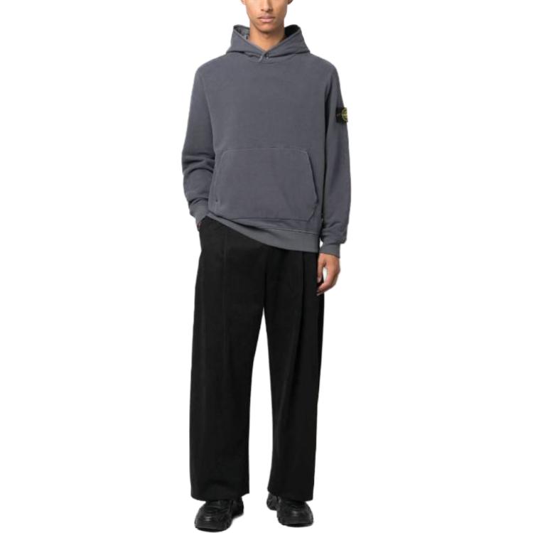 STONE ISLAND  Solid Color Pullover Hoodie with Drawstring Grey. 791561252-V0062 圖 3