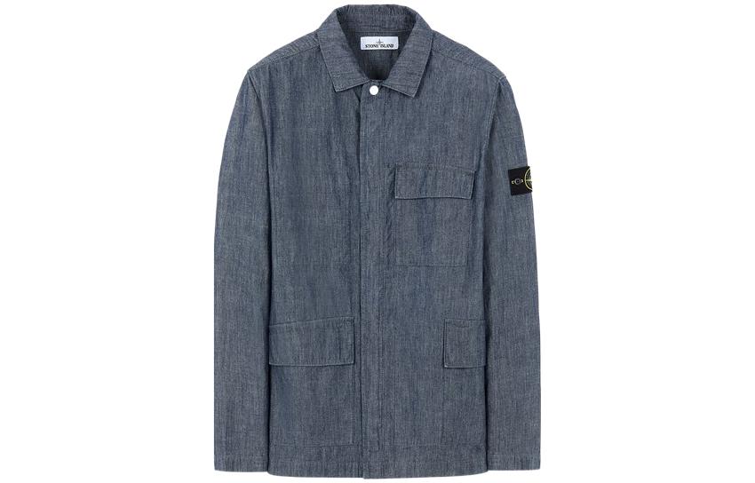 Stone Island  Solid Color Single-Button Collar Jacket 741511307-WASH