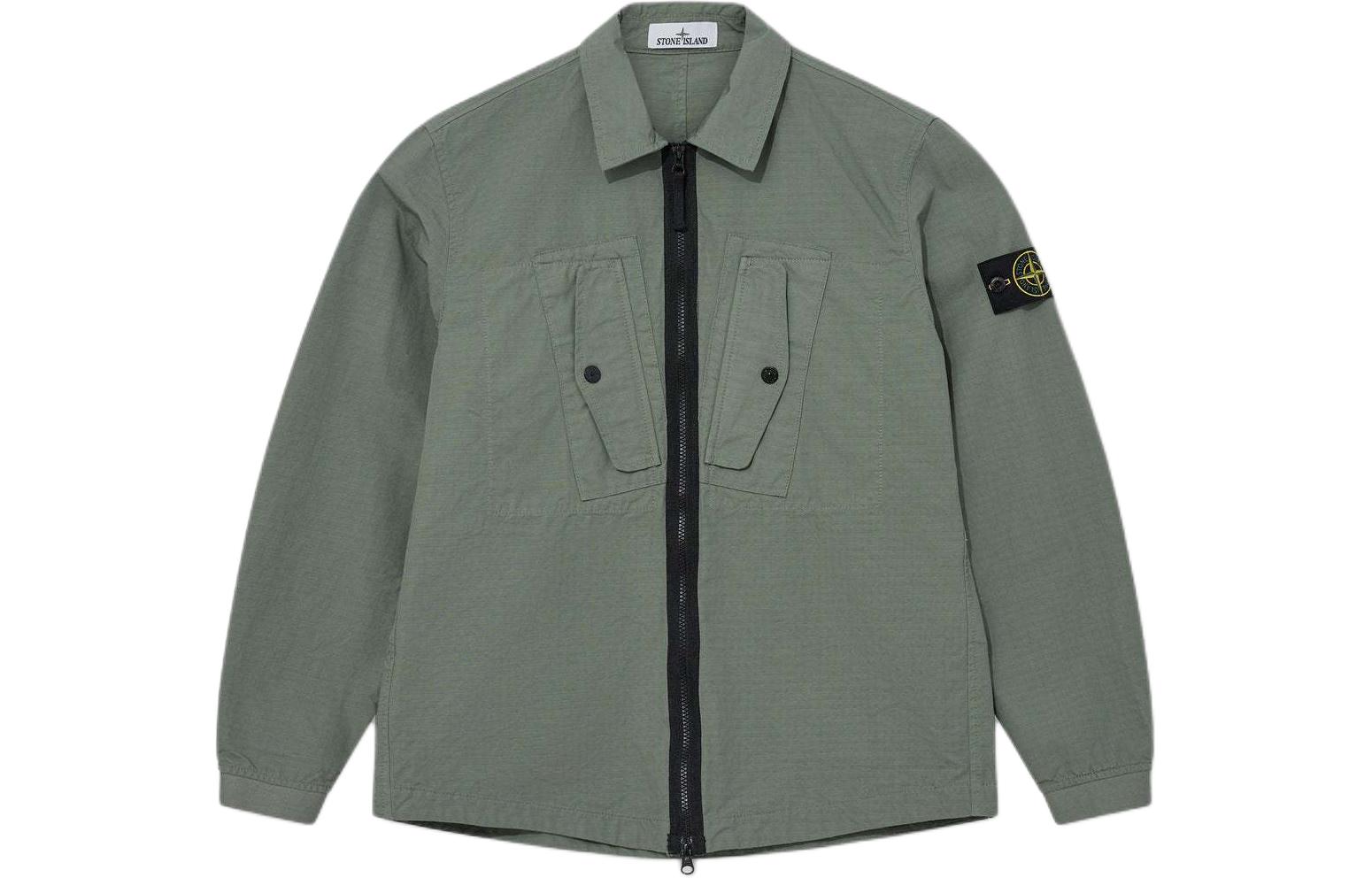 STONE ISLAND  Solid Color Zip-Up Loose Fit Jacket Sand Green 791511112-V0055 圖 2
