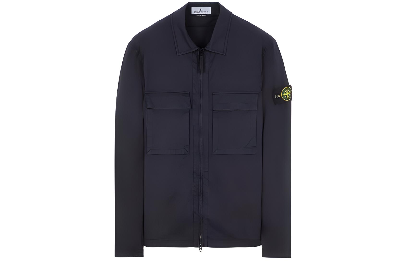 STONE ISLAND  Solid Color Zip Jacket Blue 801510812-V0020