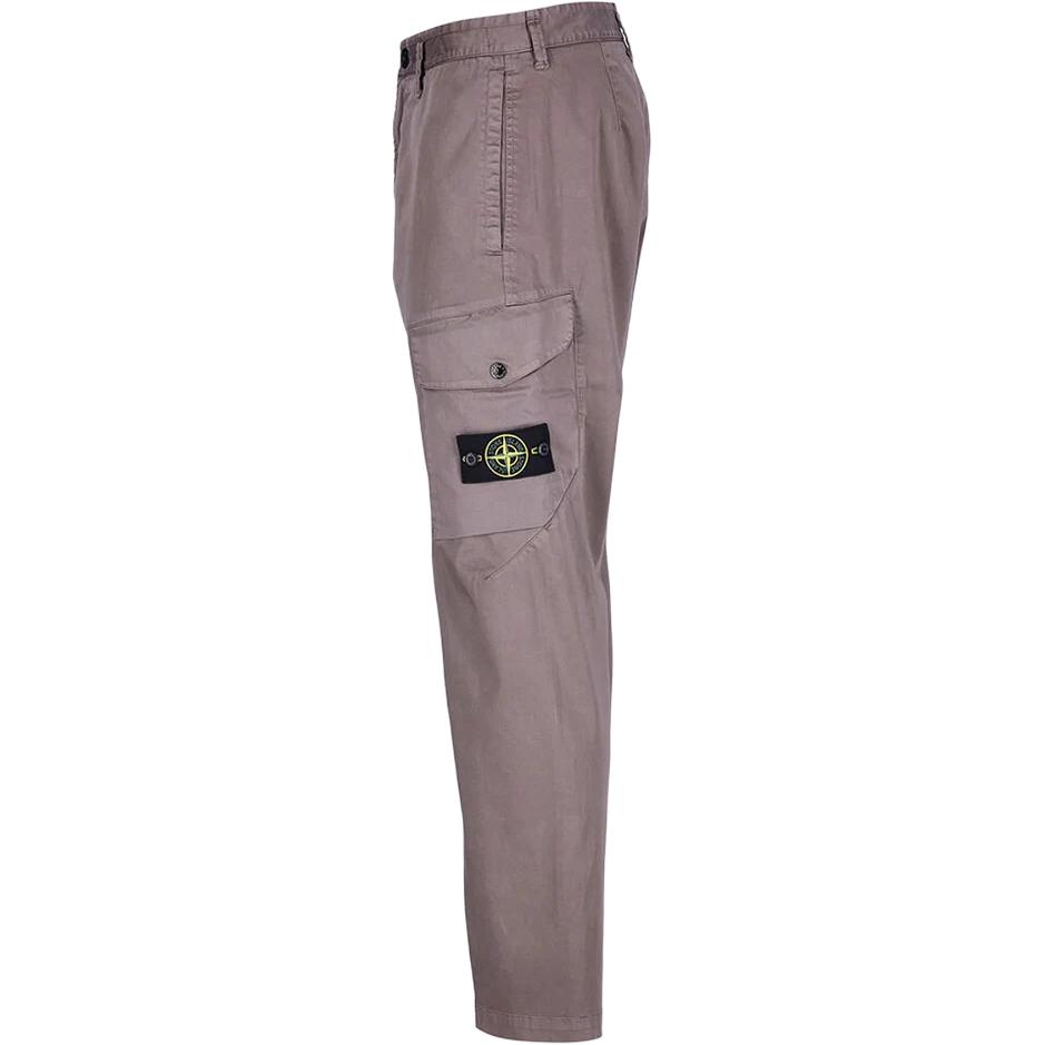 Shop STONE ISLAND 灰棕色純色拉鍊直筒休閒長褲 811533908-V0075