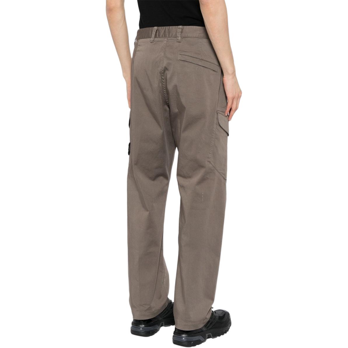 Details for STONE ISLAND 灰棕色純色拉鍊直筒休閒長褲 811533908-V0075