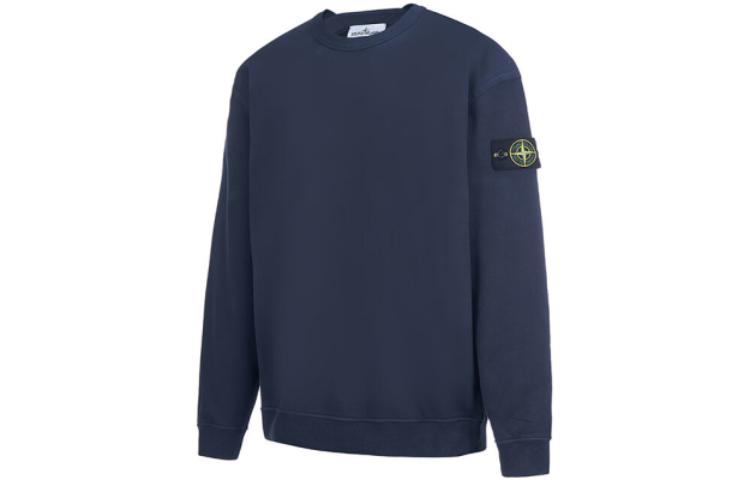STONE ISLAND  Solid Crewneck Pullover Sweatshirt Navy Blue MO771561720-C0020