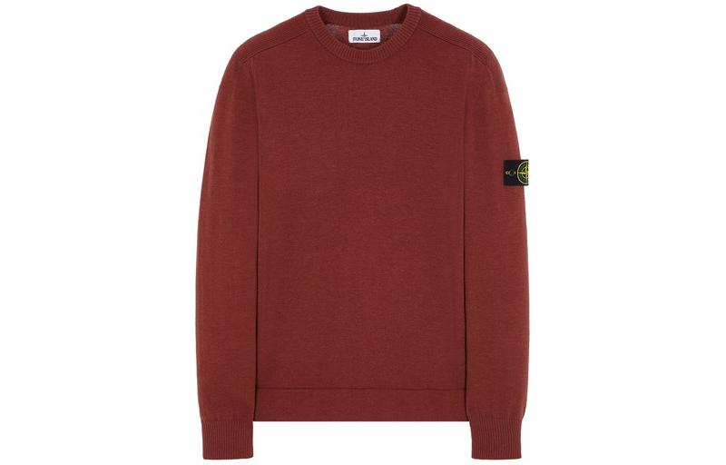 Stone Island  Solid Crewneck Pullover Sweatshirt Red-Brown 791563051-V0077