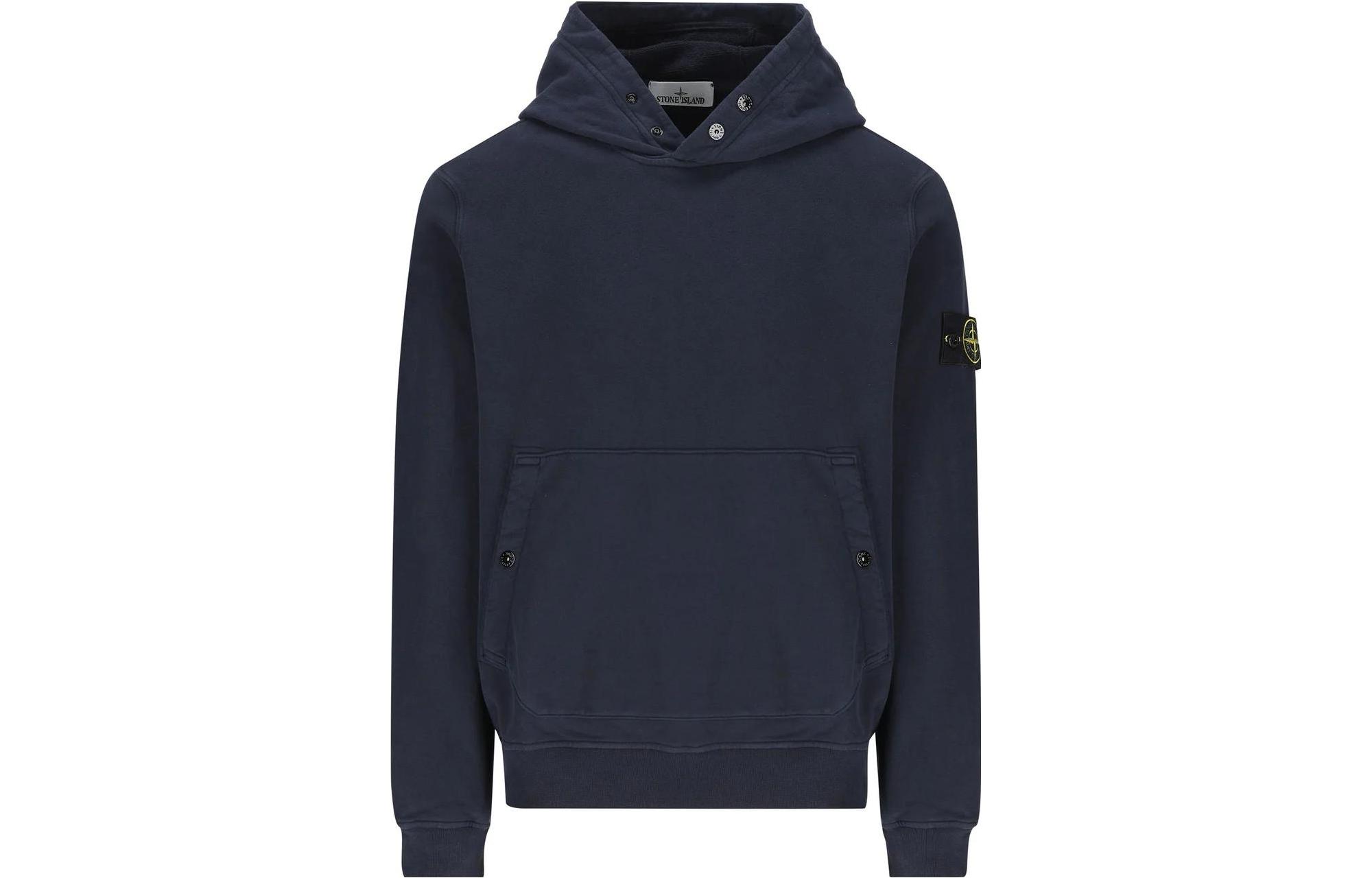 STONE ISLAND  Solid Logo Hoodie Blue Long Sleeve Sweatshirt. 791561720-V0020