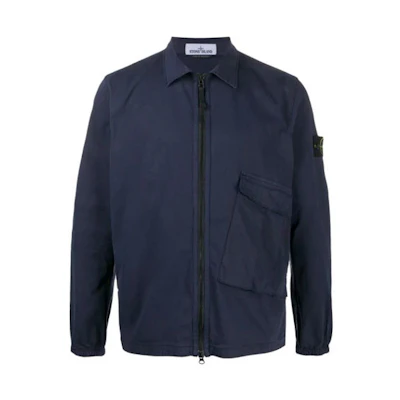 STONE ISLAND Solid Logo Patch Zip Jacket Deep Blue 731510310-V0028