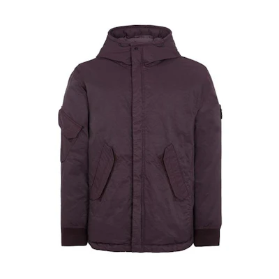 Stone Island Solid Zip-Up Hoodie Jacket - Deep Burgundy Red 791542521-V0011