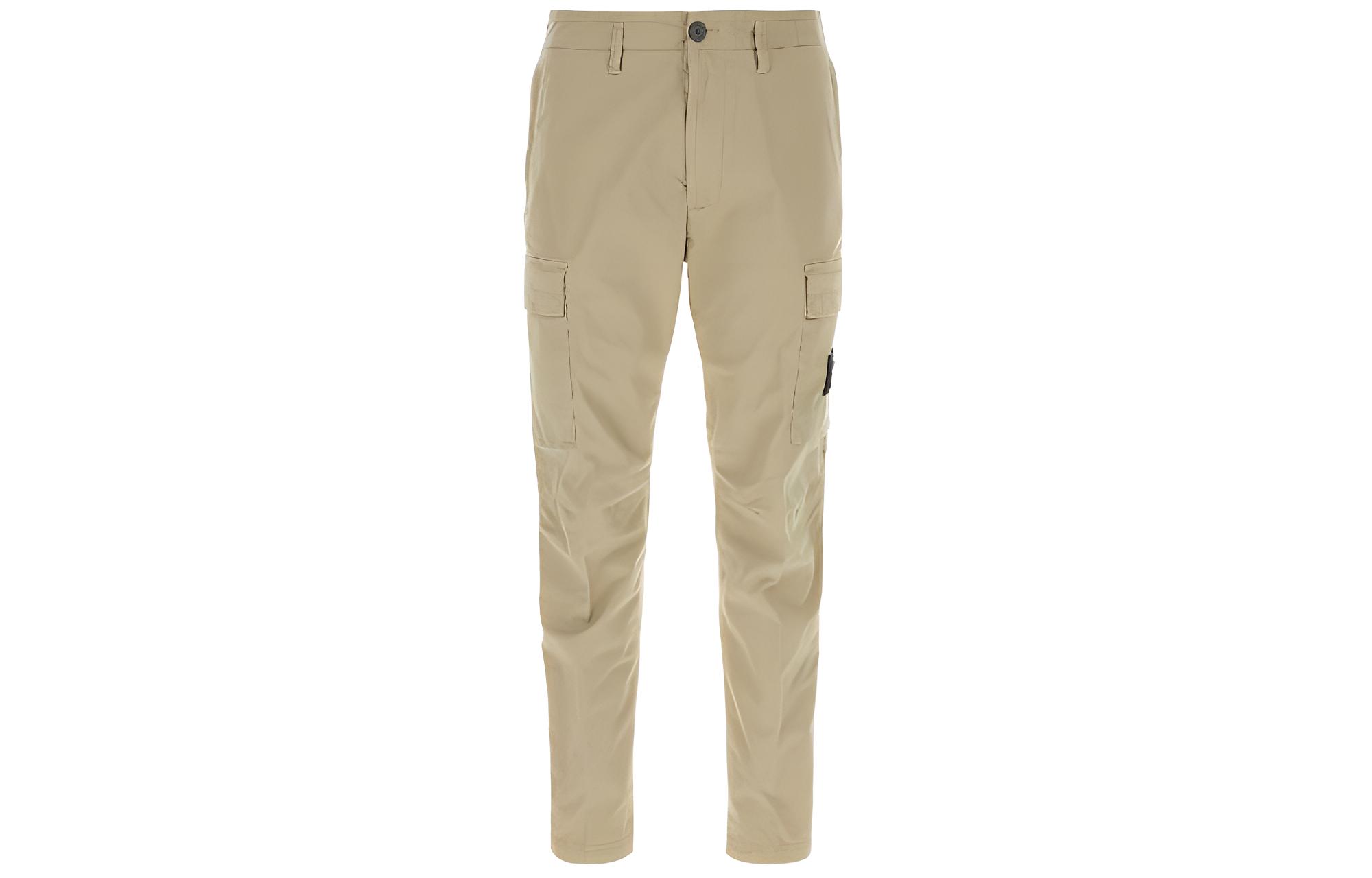 STONE ISLAND  Solid Zipper Tapered Casual Pants Light Brown 801530410-V0095