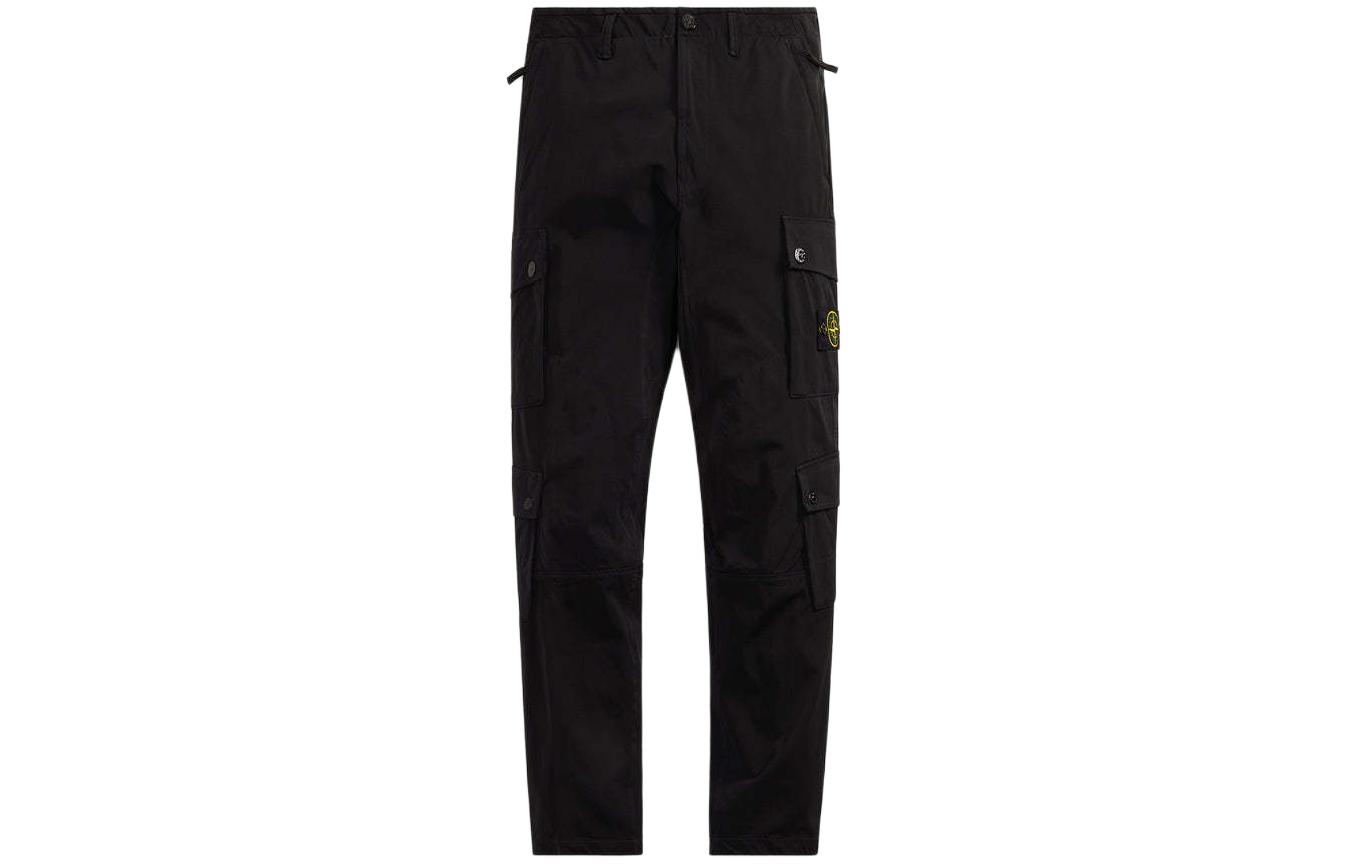 Order Stone Island Seluar Kargo Zipper Petrol dengan Poket Logo. 771531104-V0057