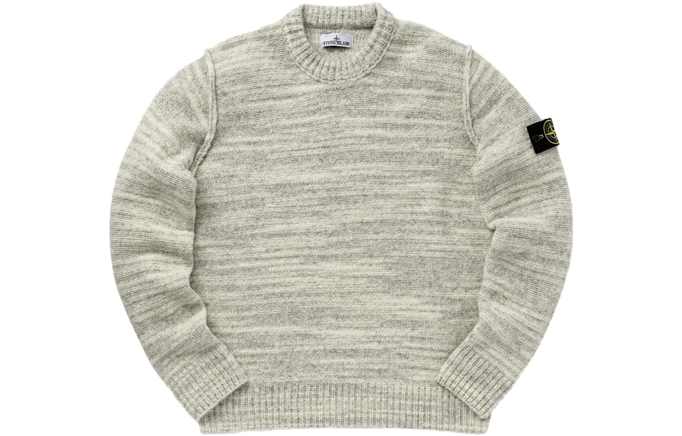 Stone Island  Striped Crewneck Loose-Fit Sweater White 7915532D3-V0097 圖 2