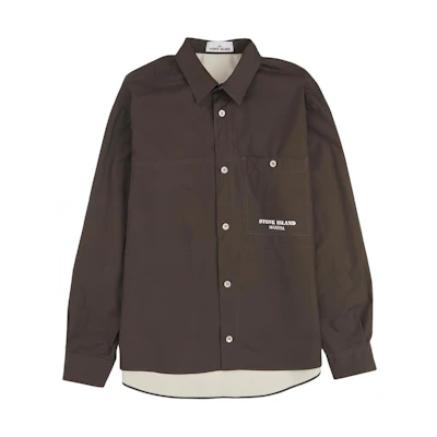STONE ISLAND Striped Logo Button-Up Long Sleeve Jacket Dark Gray 8015109X3-V0065