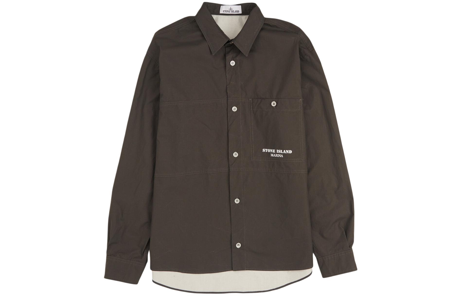 STONE ISLAND  Striped Logo Button-Up Long Sleeve Jacket Dark Gray 8015109X3-V0065 圖 2