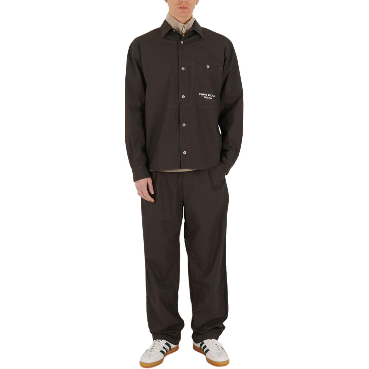 STONE ISLAND  Striped Logo Button-Up Long Sleeve Jacket Dark Gray 8015109X3-V0065 圖 3