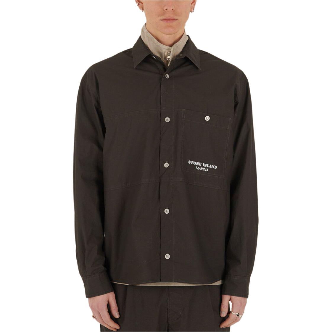 STONE ISLAND  Striped Logo Button-Up Long Sleeve Jacket Dark Gray 8015109X3-V0065 圖 4