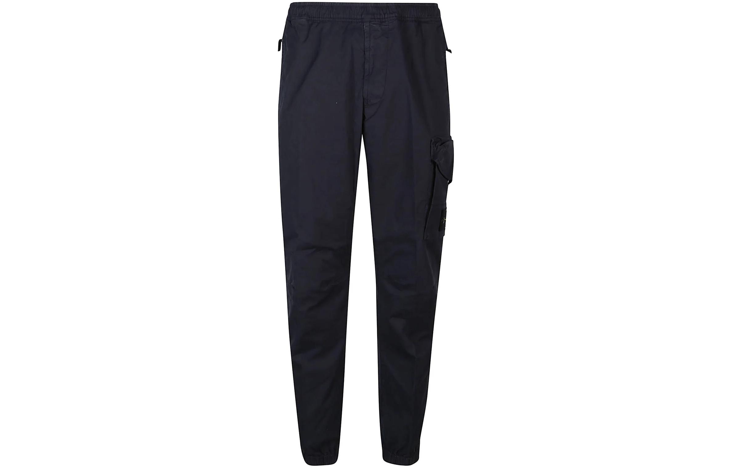 STONE ISLAND  Tapered Casual Pants Solid Color with Pocket Navy Blue 791532010-V0020