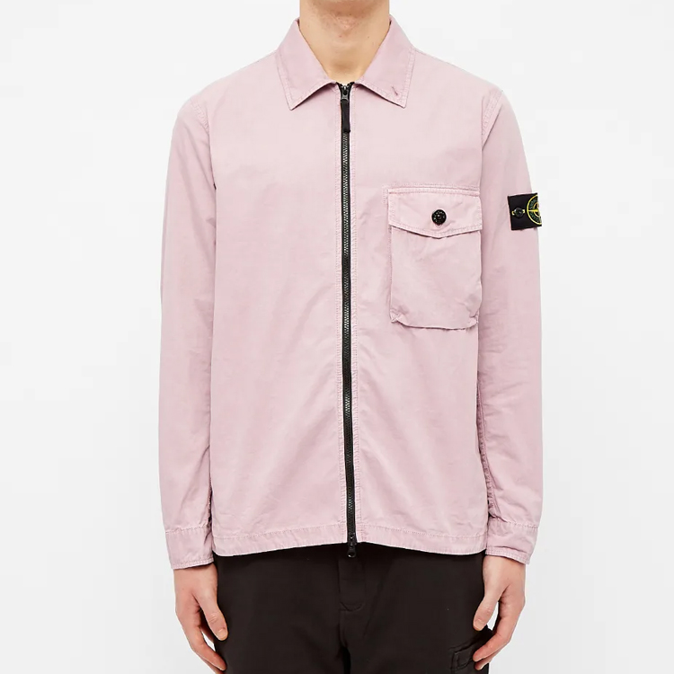 Shop STONE ISLAND  Washed Workwear Shirt Pink 7215114WN-V0186