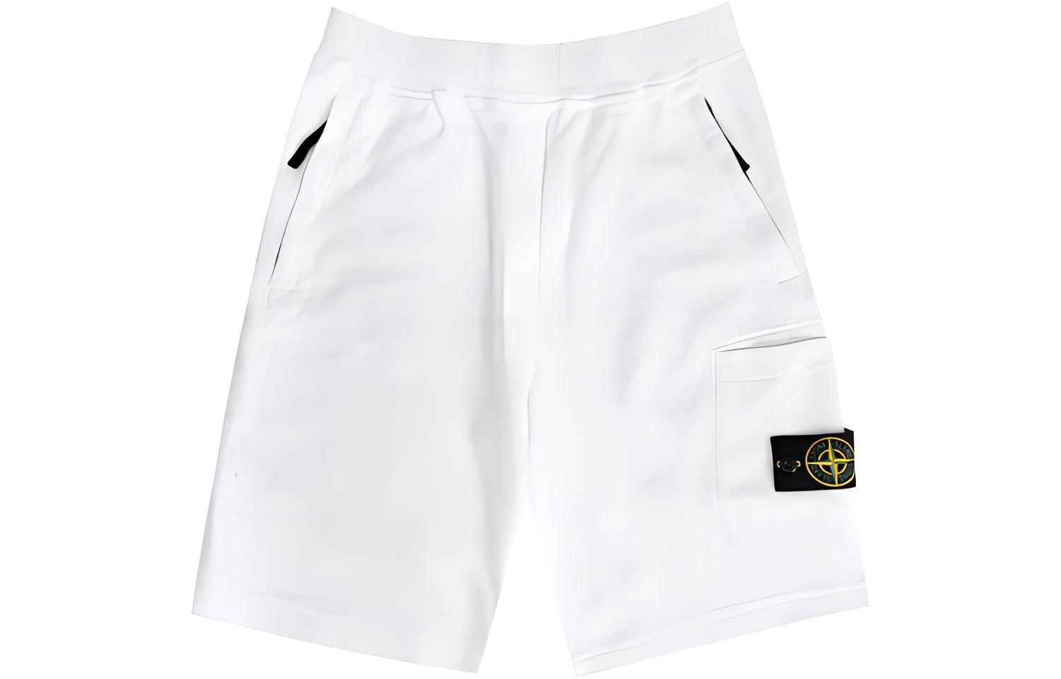 Stone Island  White Compass Patch Elastic Waist Casual Shorts. 781564060-V0001