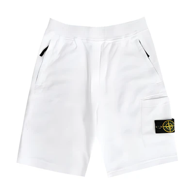 Stone Island White Compass Patch Elastic Waist Casual Shorts. 781564060-V0001