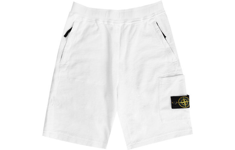 Stone Island  White Compass Patch Elastic Waist Casual Shorts. 781564060-V0001 圖 2