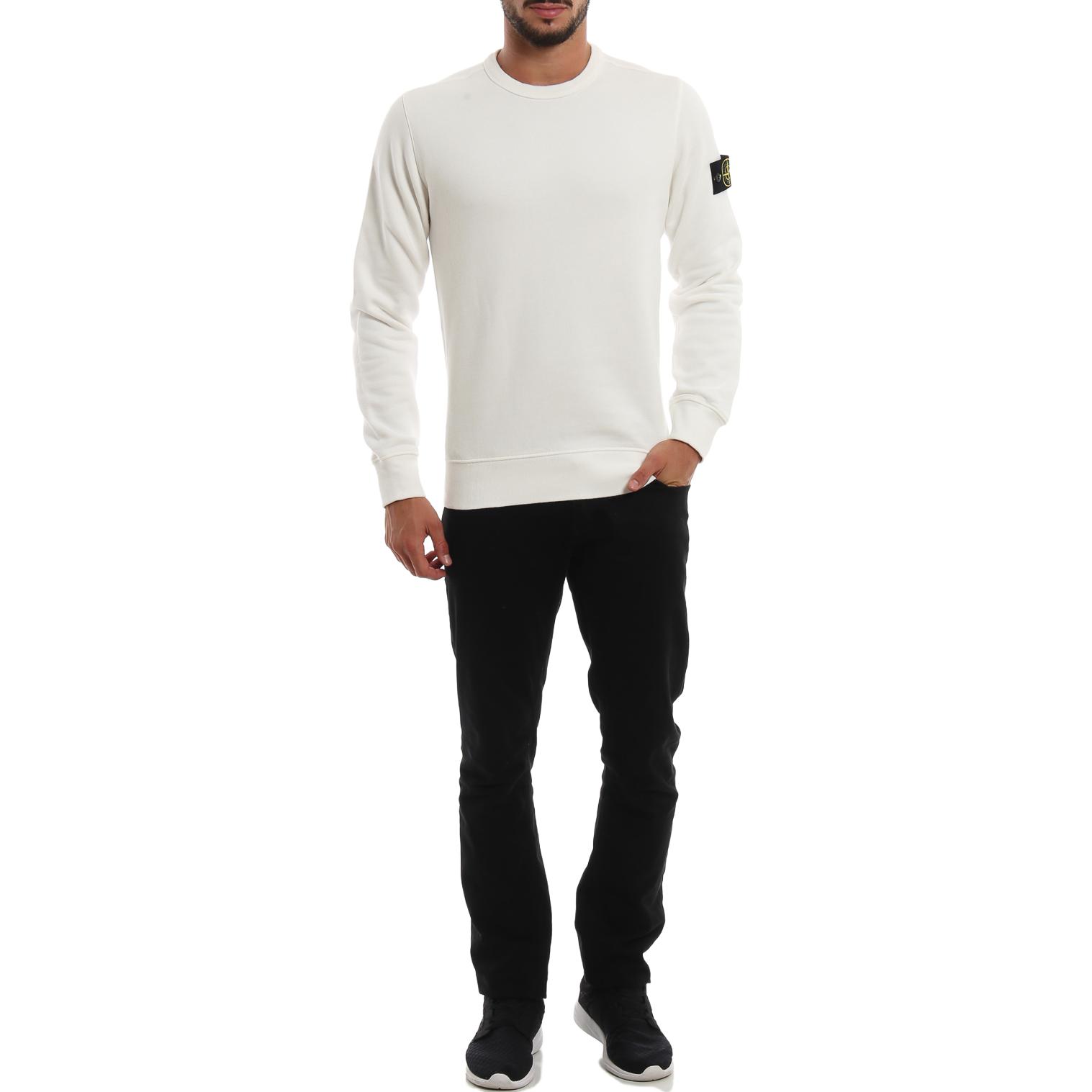 STONE ISLAND  White Crewneck Pullover Slim Fit Long Sleeve Sweatshirt 711562720-V0099 圖 3