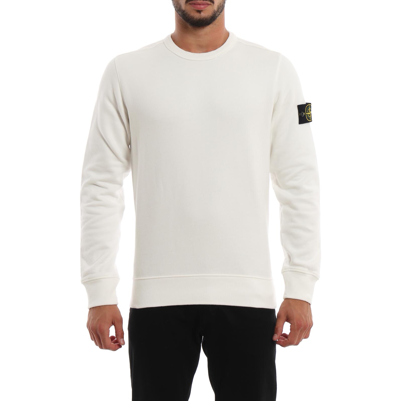 STONE ISLAND  White Crewneck Pullover Slim Fit Long Sleeve Sweatshirt 711562720-V0099 圖 4