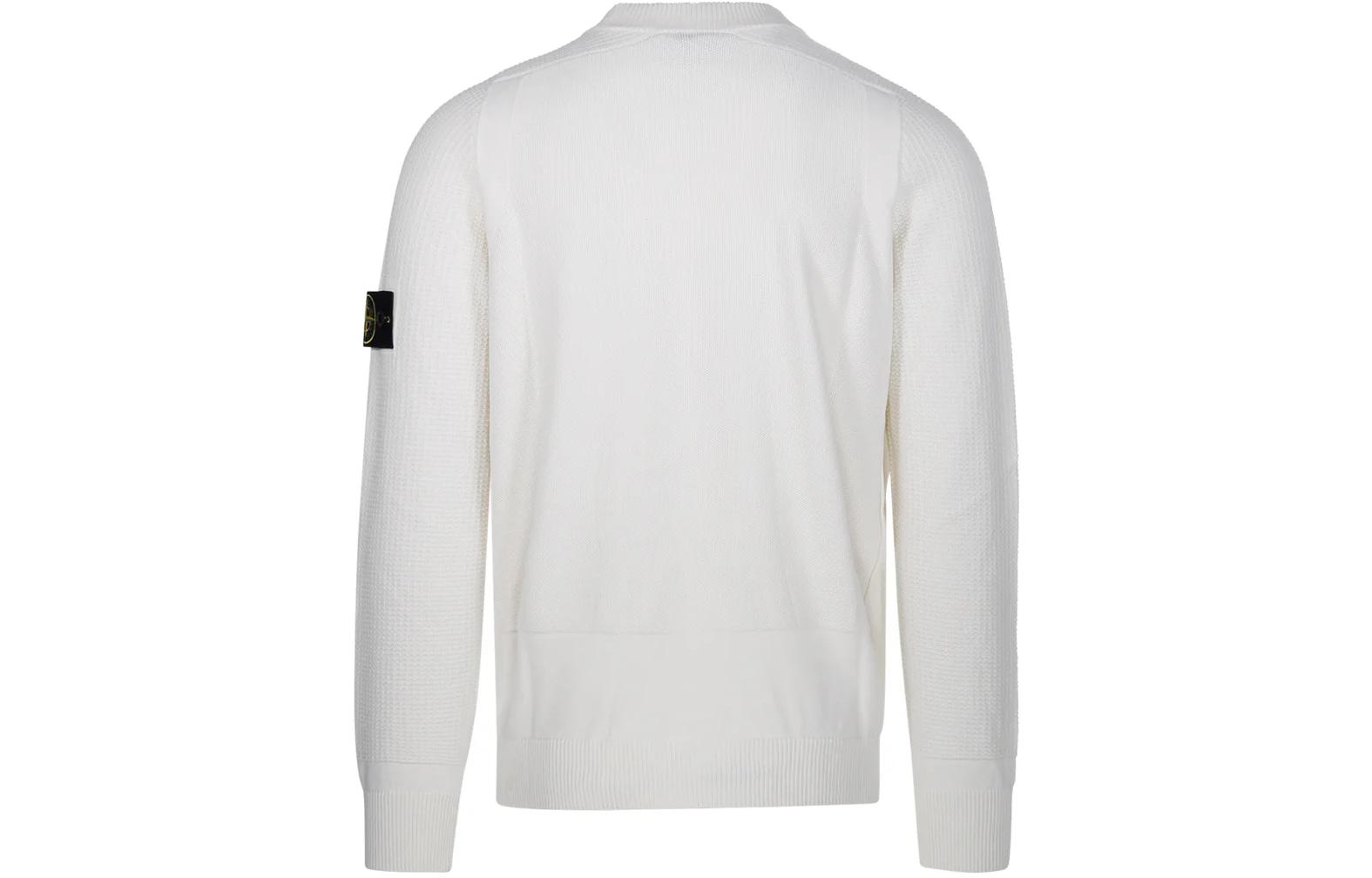 STONE ISLAND  White Crewneck Pullover Sweater with Logo Design. 8015536B4-V0001 圖 3
