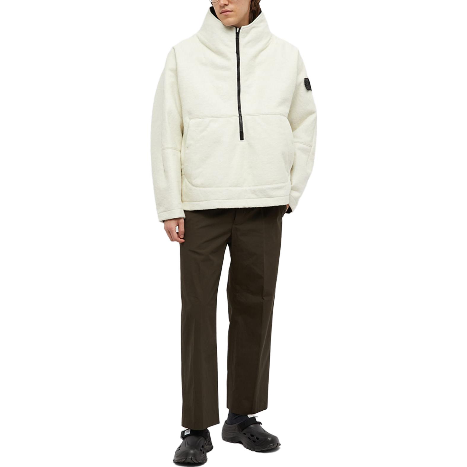 STONE ISLAND  White Half-Zip Pullover Jacket with Pocket 771940414-V0099 圖 3