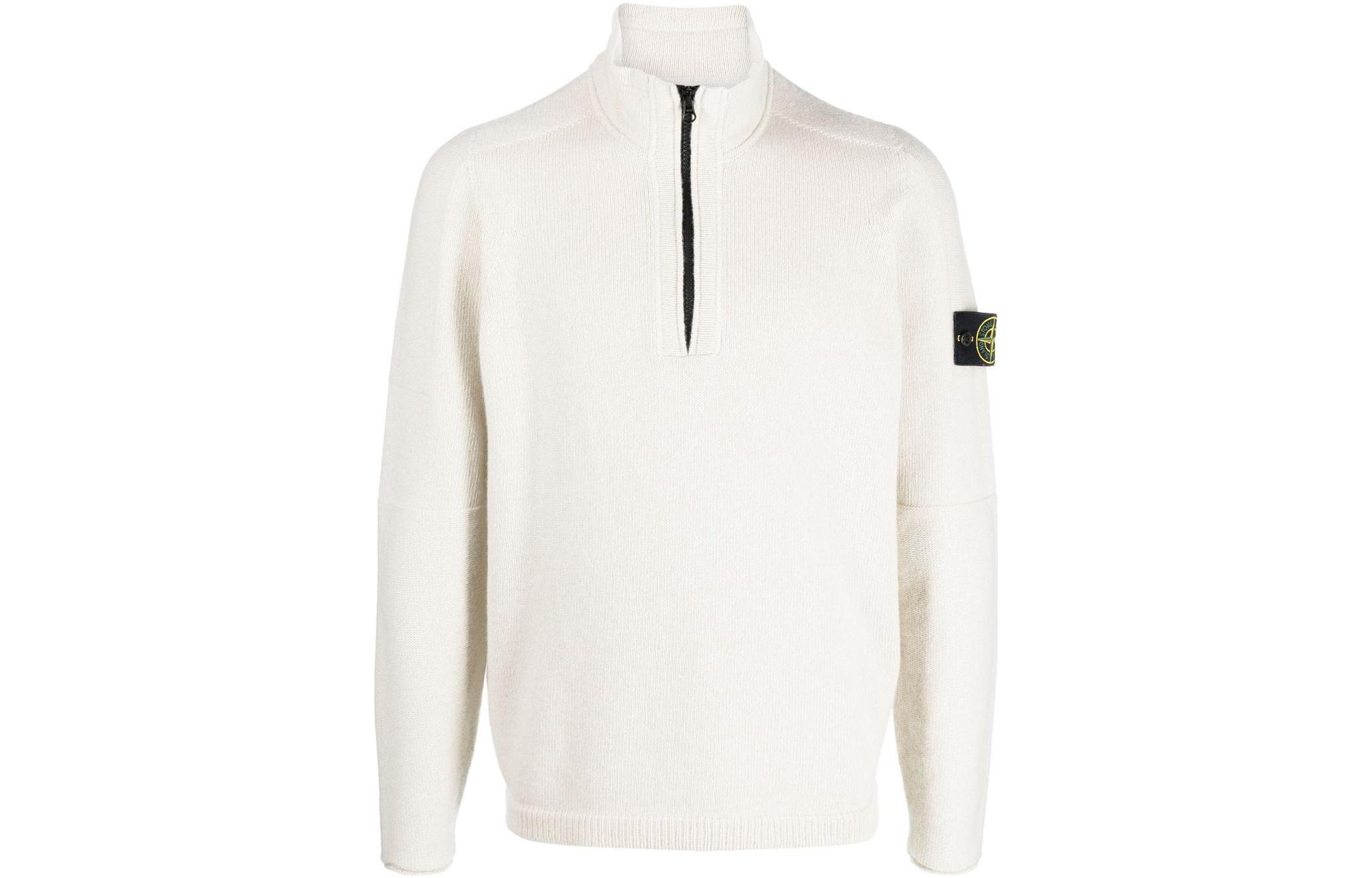STONE ISLAND  White Half-Zip Pullover Loose-Fit Sweater 7915529A3-V0097 圖 2