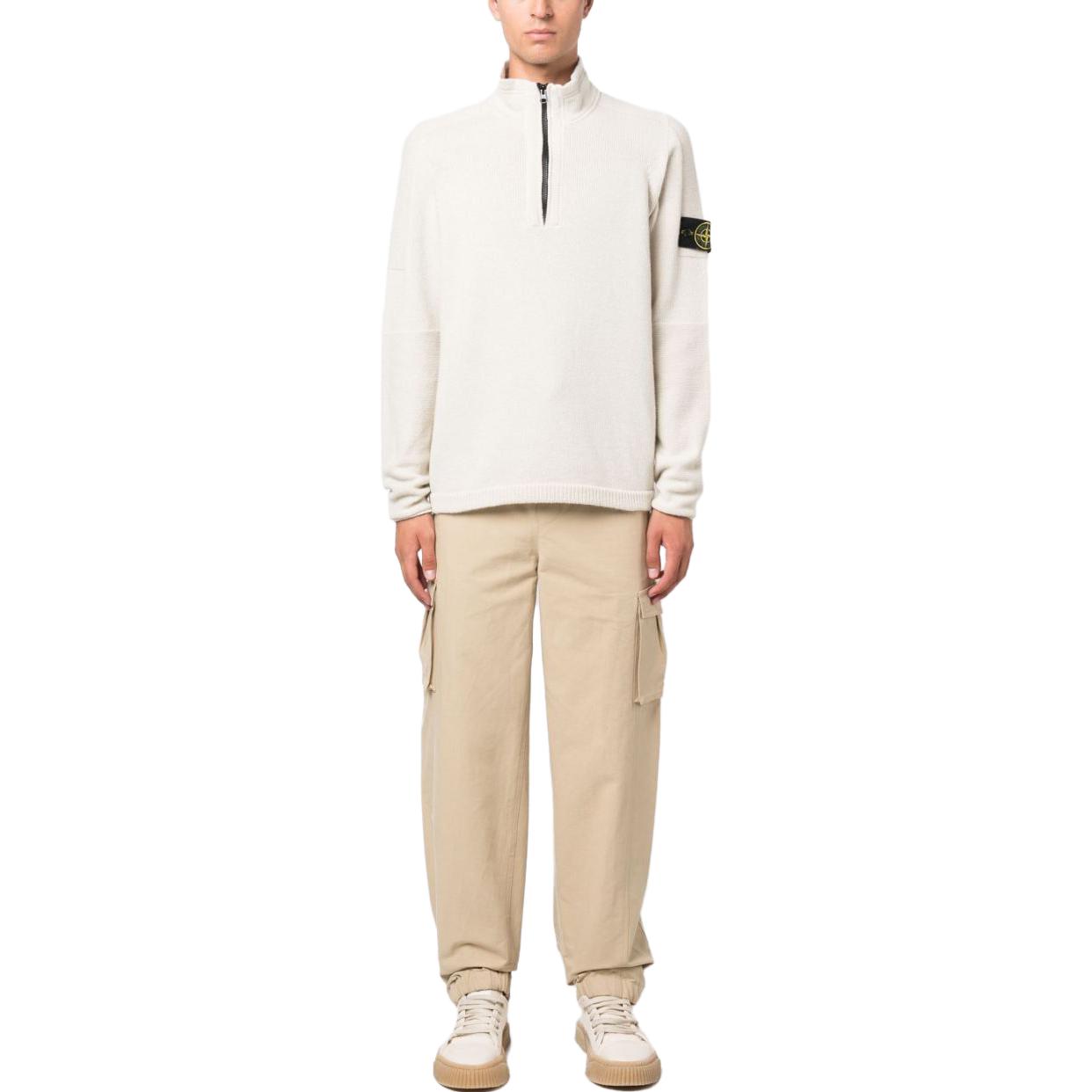 STONE ISLAND  White Half-Zip Pullover Loose-Fit Sweater 7915529A3-V0097 圖 3