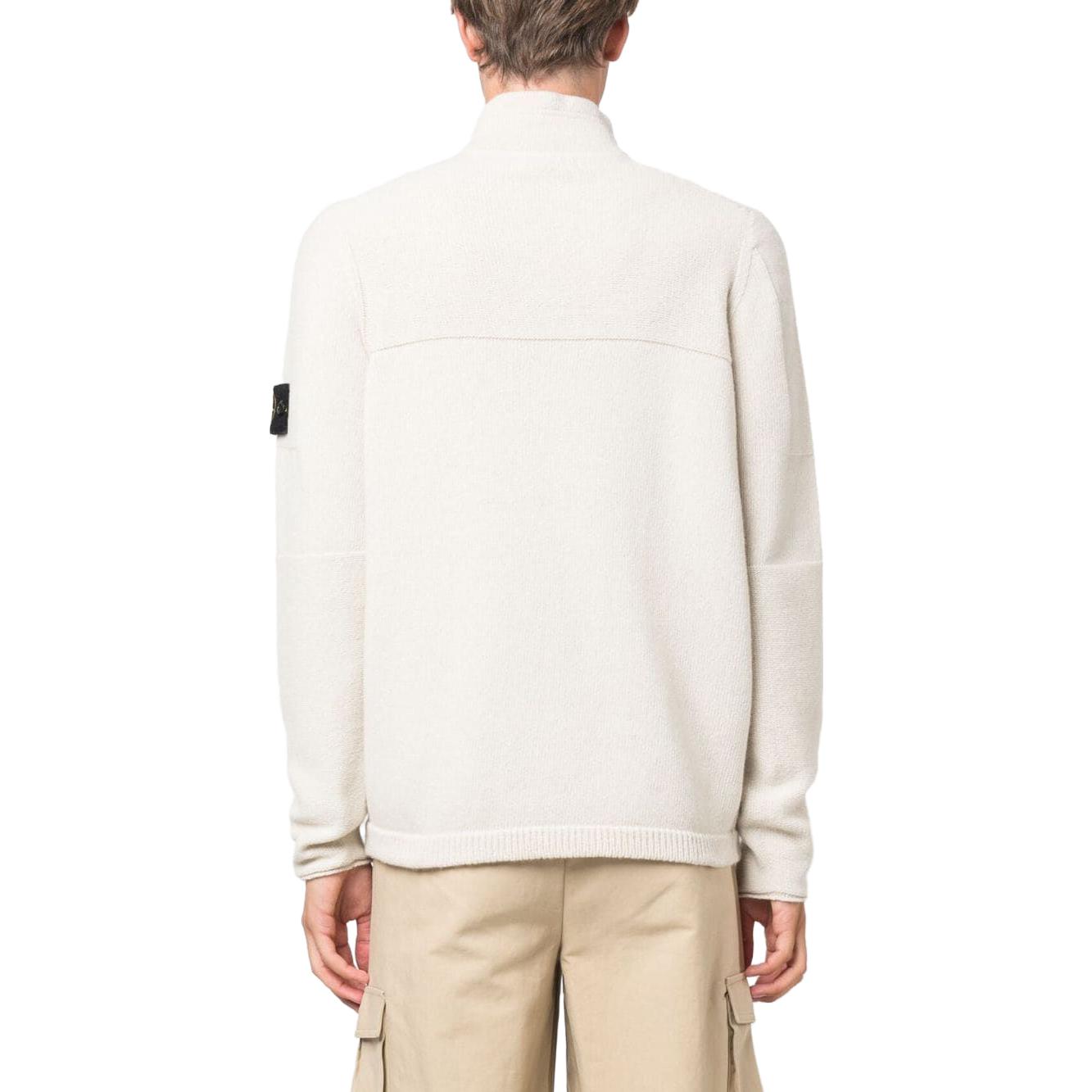 STONE ISLAND  White Half-Zip Pullover Loose-Fit Sweater 7915529A3-V0097 圖 4