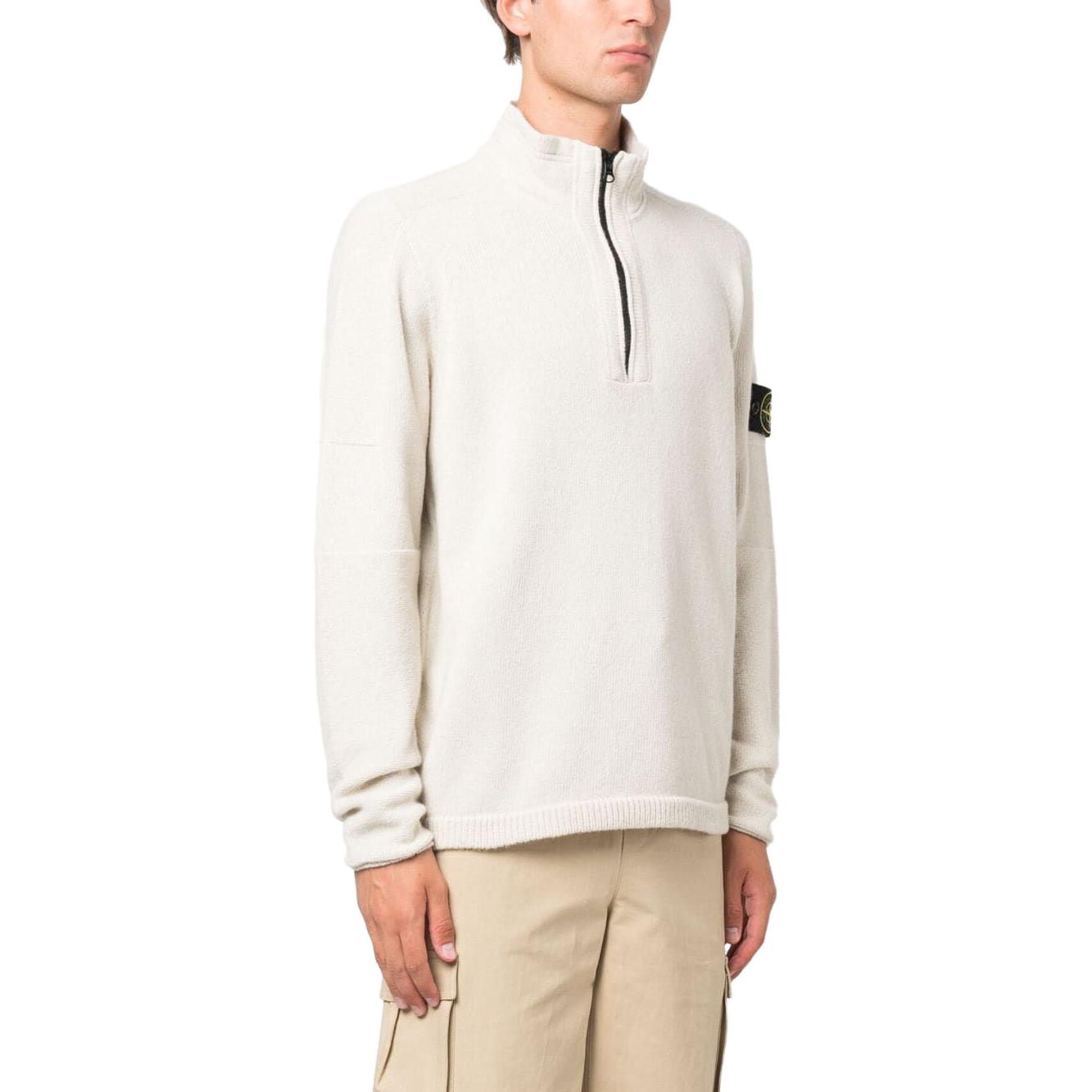 STONE ISLAND  White Half-Zip Pullover Loose-Fit Sweater 7915529A3-V0097 圖 5