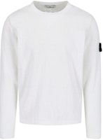 STONE ISLAND White Loose Crewneck Badge Long Sleeve Knit Shirt. 8015502B0-V0001 STONE ISLAND White Loose Crewneck Badge Long Sleeve Knit Shirt. 8015502B0-V0001