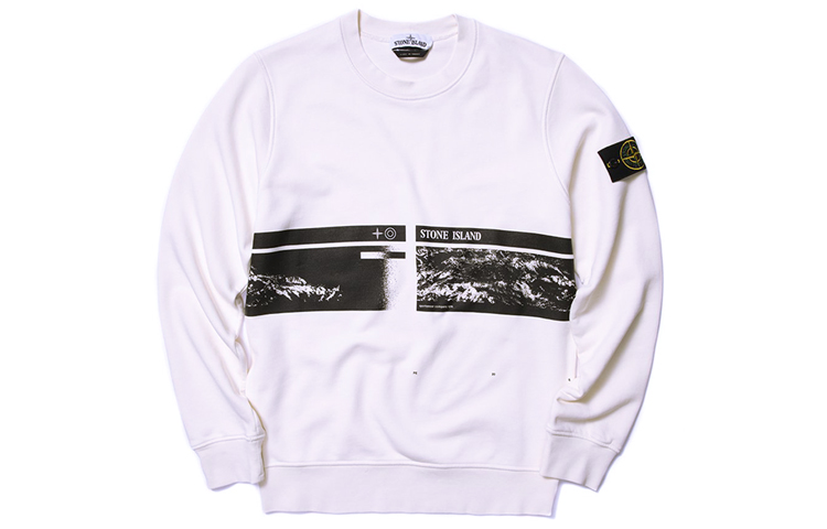 Stone Island  White Mountain Print Crewneck Sweatshirt. 721563094-V0093