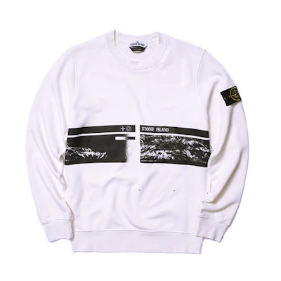 Stone Island White Mountain Print Crewneck Sweatshirt. 721563094-V0093