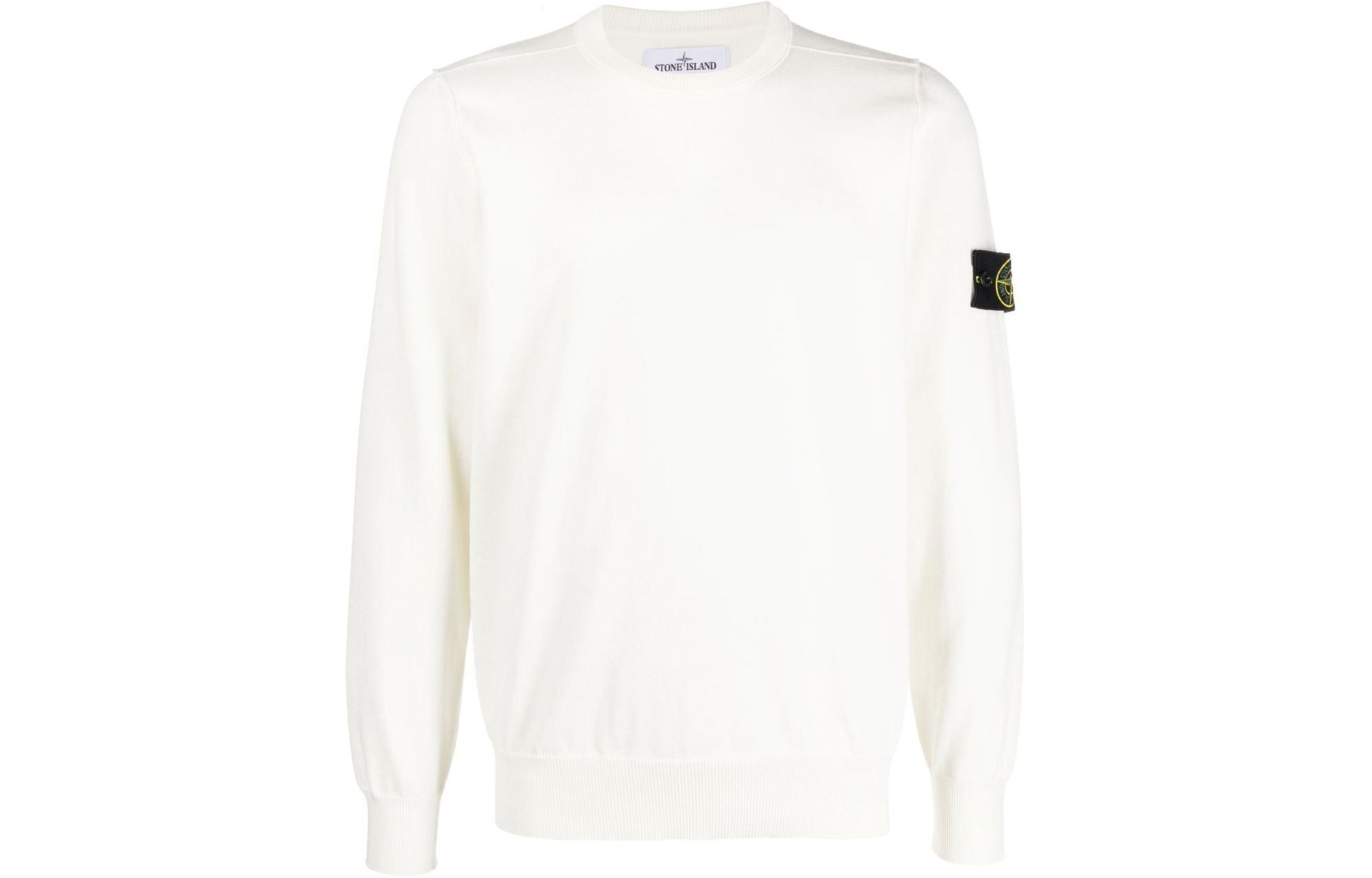 STONE ISLAND  White Solid Crewneck Long Sleeve Slim Fit T-Shirt 8015540B2-V0001 圖 2