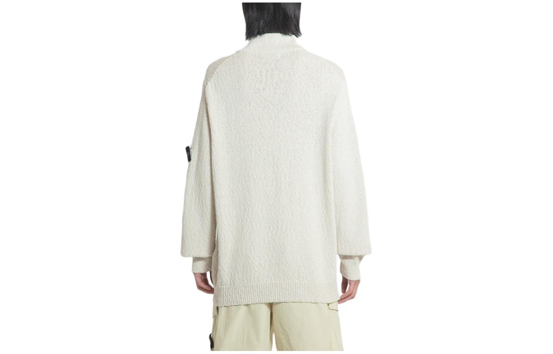 Lookbook STONE ISLAND  White Solid Half-Zip High Neck Sweater Long Sleeve 8015563B1-V0091