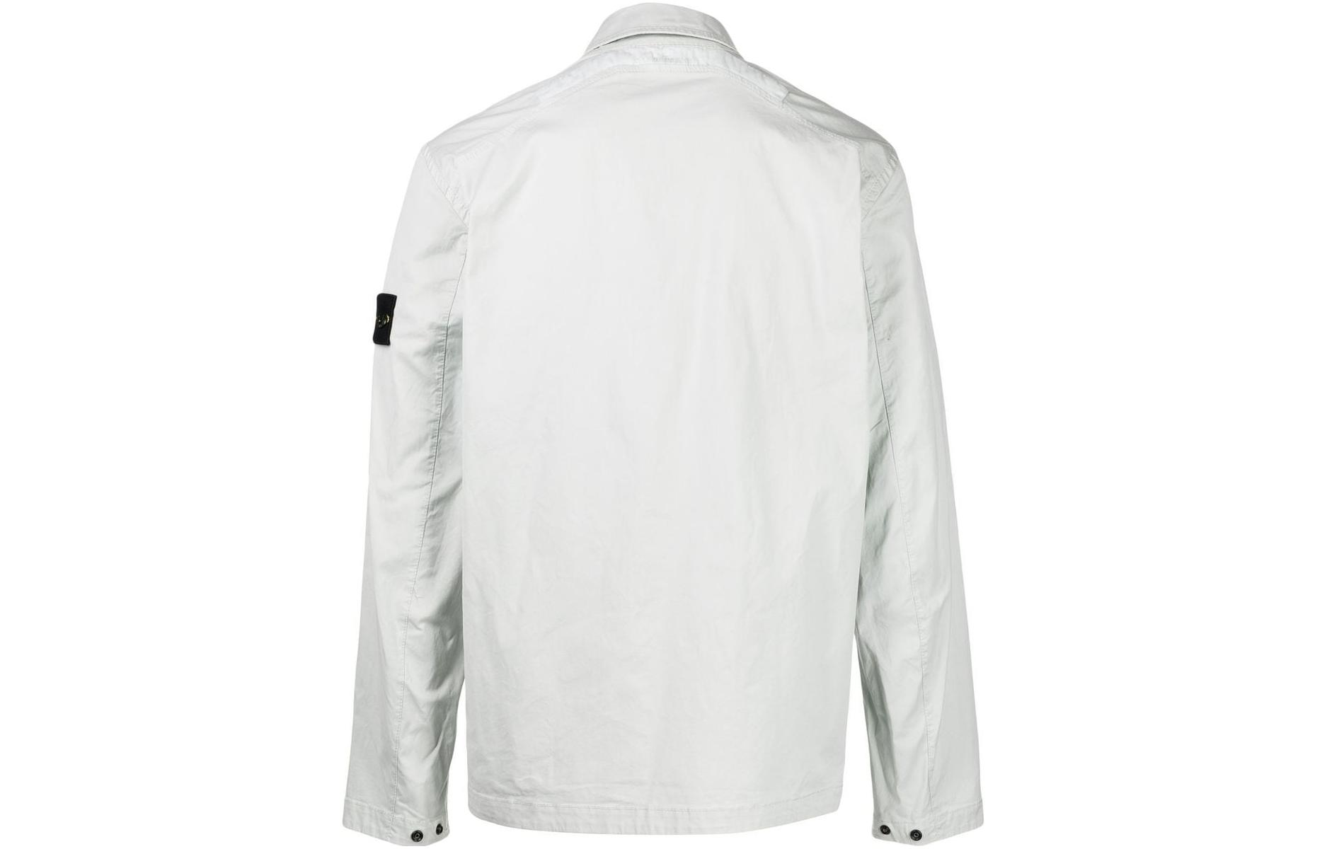 STONE ISLAND  White Zip-Up Jacket with Logo Patch Long Sleeve 771511710-V0061 圖 3