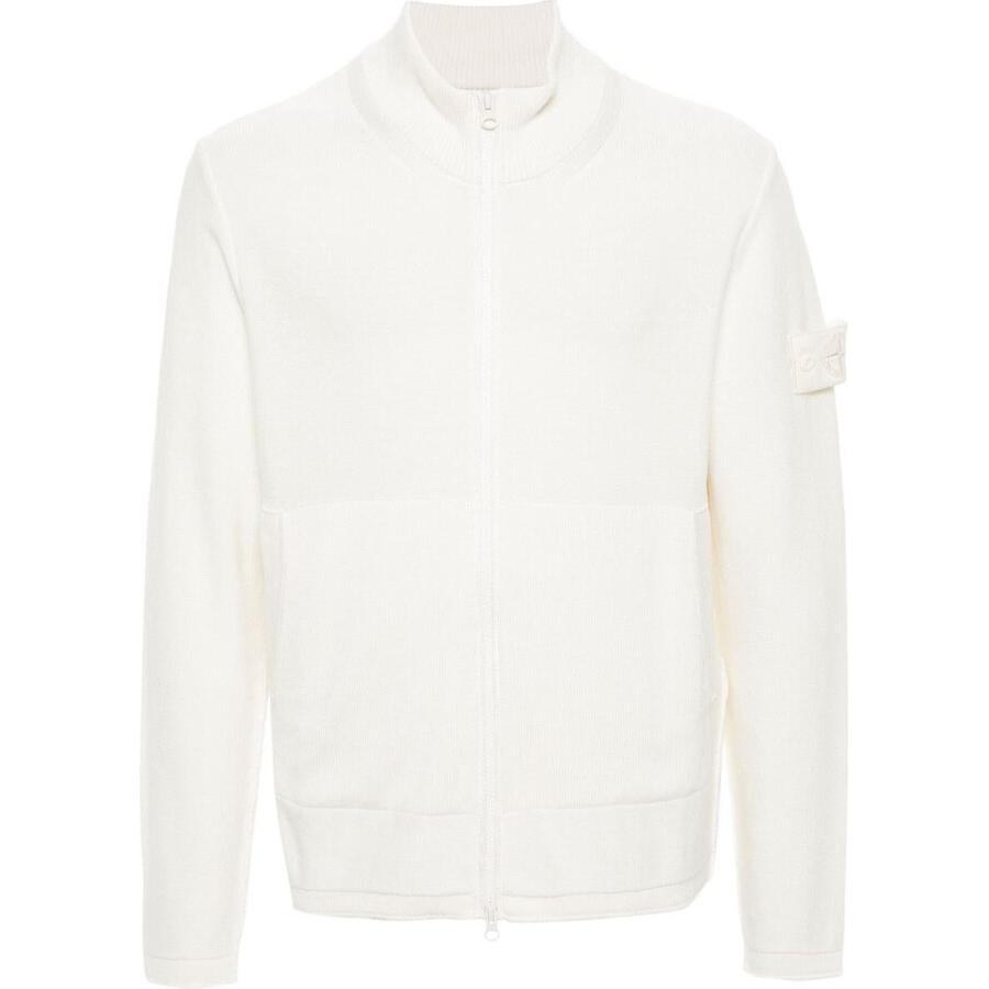 Stone Island  White Zip-Up Stand Collar Jacket 8015541FA-V0099