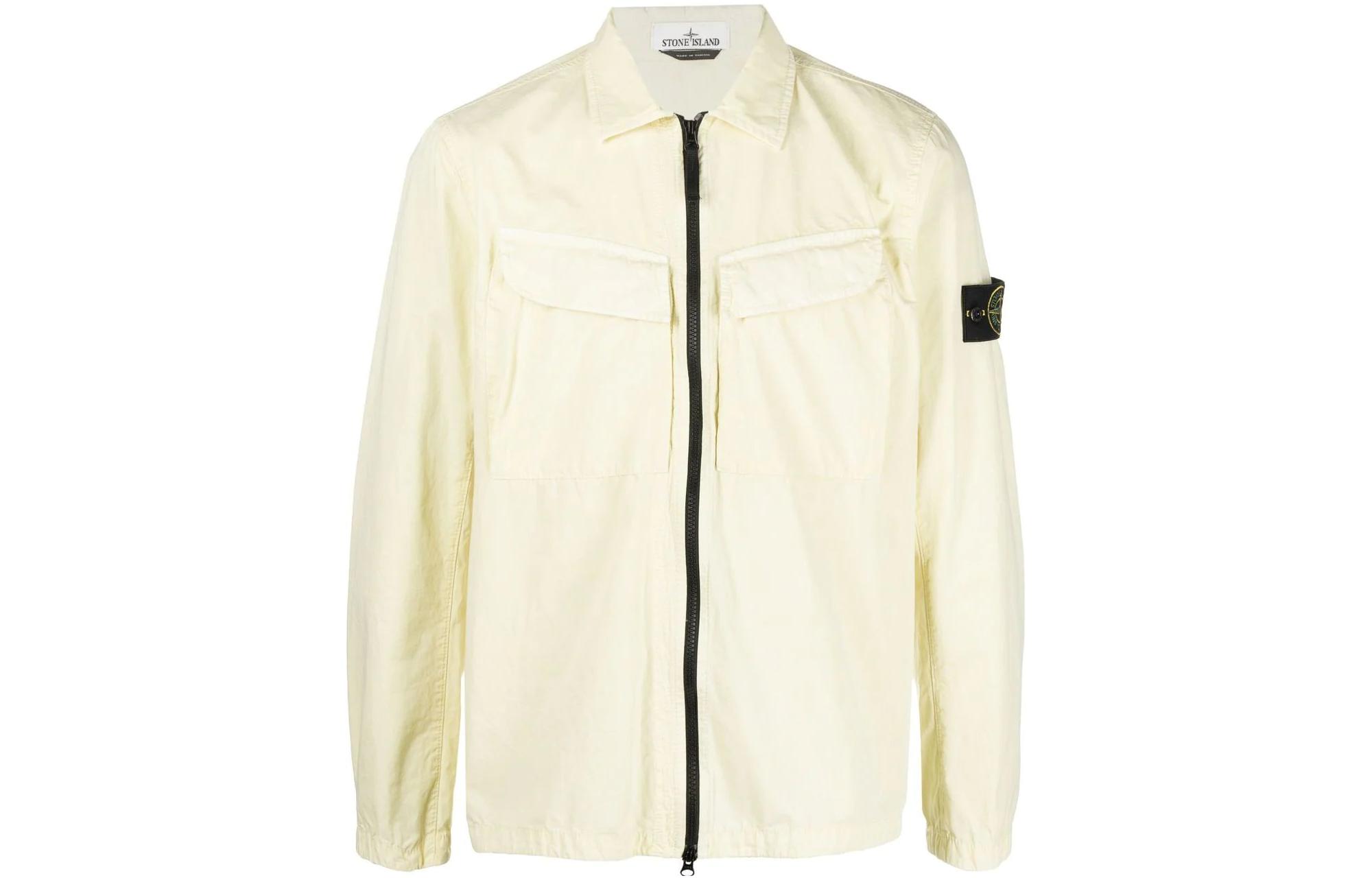 STONE ISLAND  Yellow Zip-Up Jacket with Elastic Cuffs and Collar 7715101WN-V0135