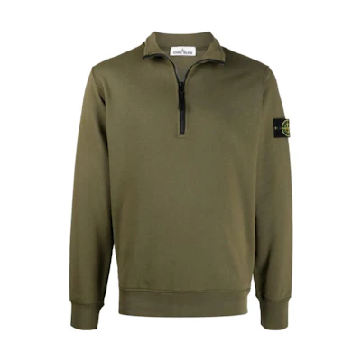 Stone Island Zip-Up Long Sleeve Polo Sweatshirt. 741561951-V0058