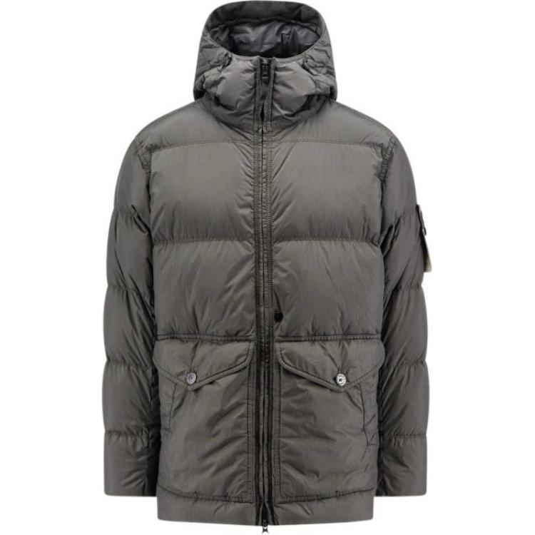 Stone Island  Zip Hoodie Jacket - Solid Color, Carbon Gray, Relaxed Fit. 811540723-V0062